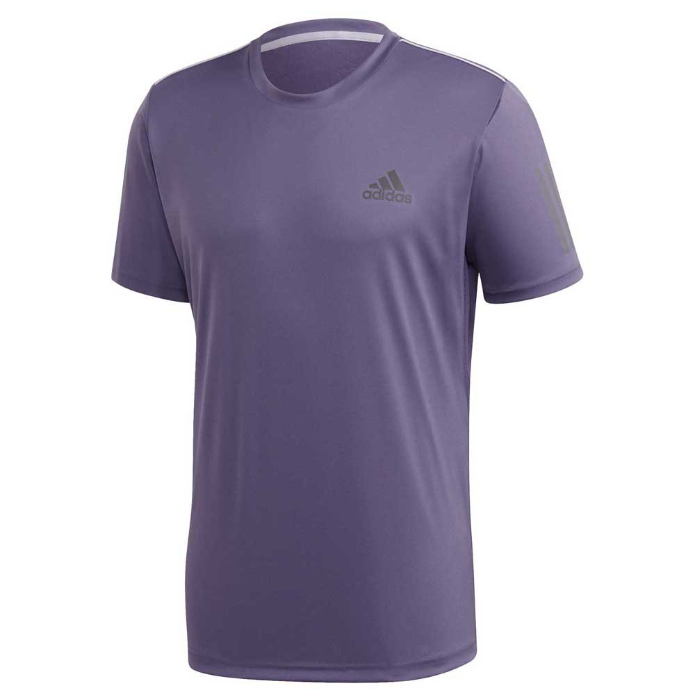 Adidas Badminton Club 3 Stripes Short Sleeve T-shirt Purple L Man