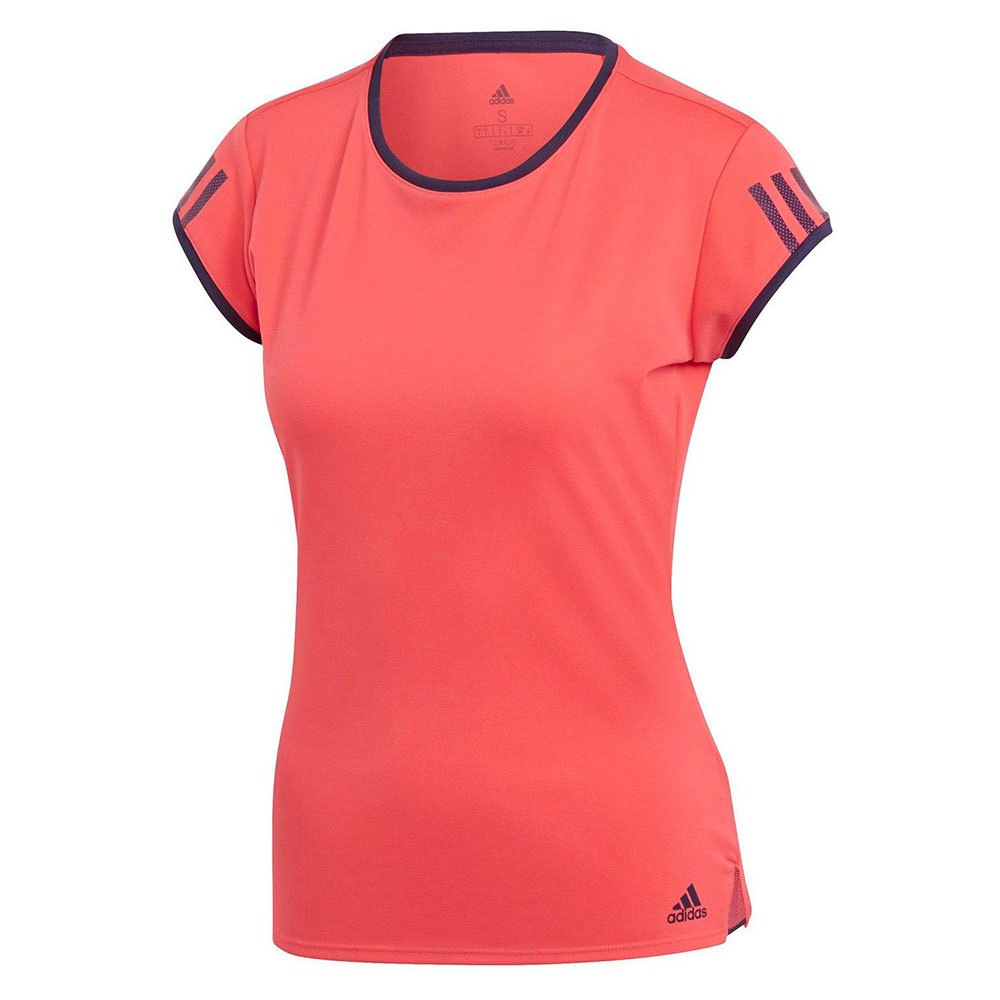 Adidas Club 3 Stripes Short Sleeve T-shirt Red XS Woman