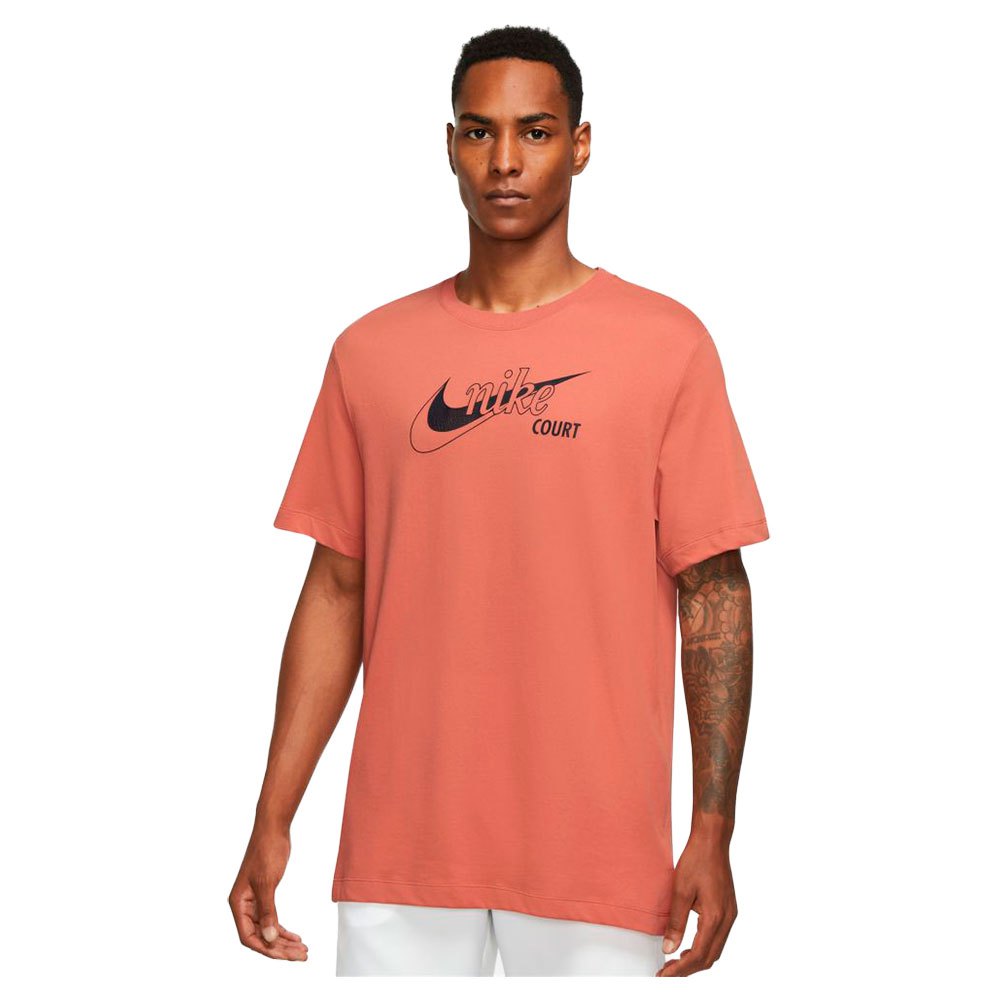 Nike Court Dri Fit Swoosh Short Sleeve T-shirt Orange S Man