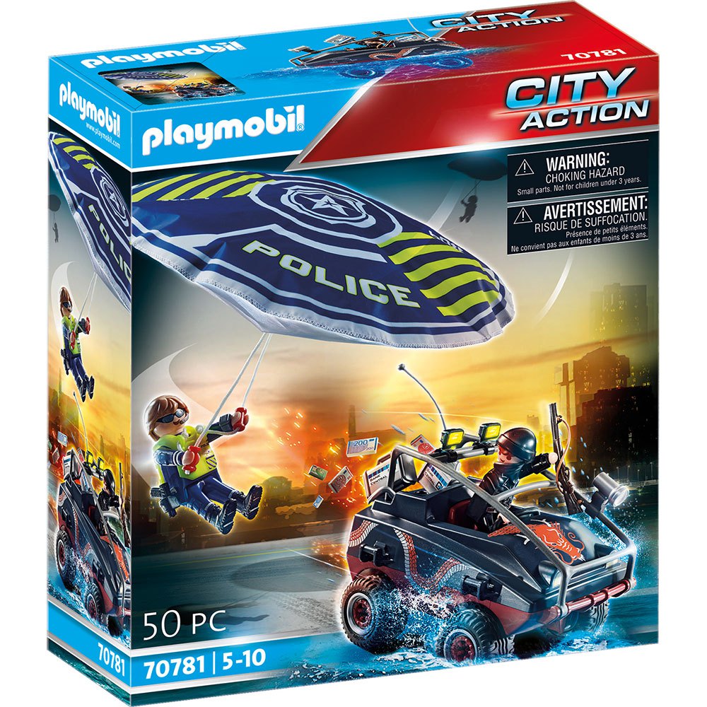 Photos - Action Figures / Transformers Playmobil Police Parachute: Persecution Of The Amphibious Vehicle Multicol 