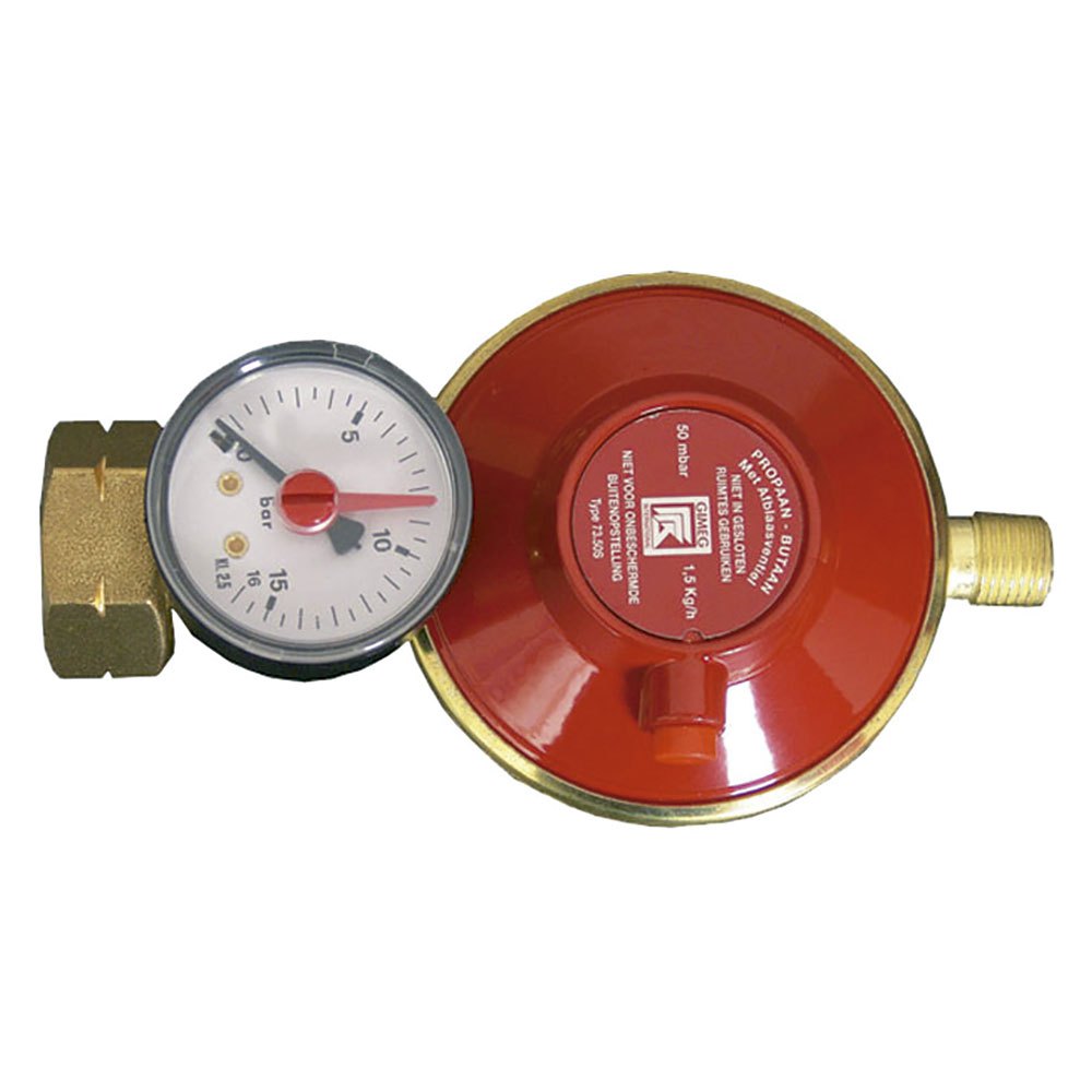 Talamex Universal Gas Pressure Regulator With Pressure Gauge Röd