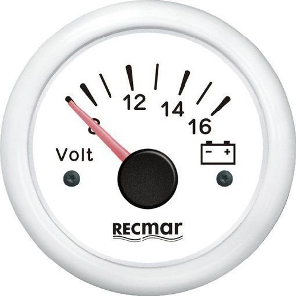 Recmar 8-16v Voltmeter Vit 51 mm