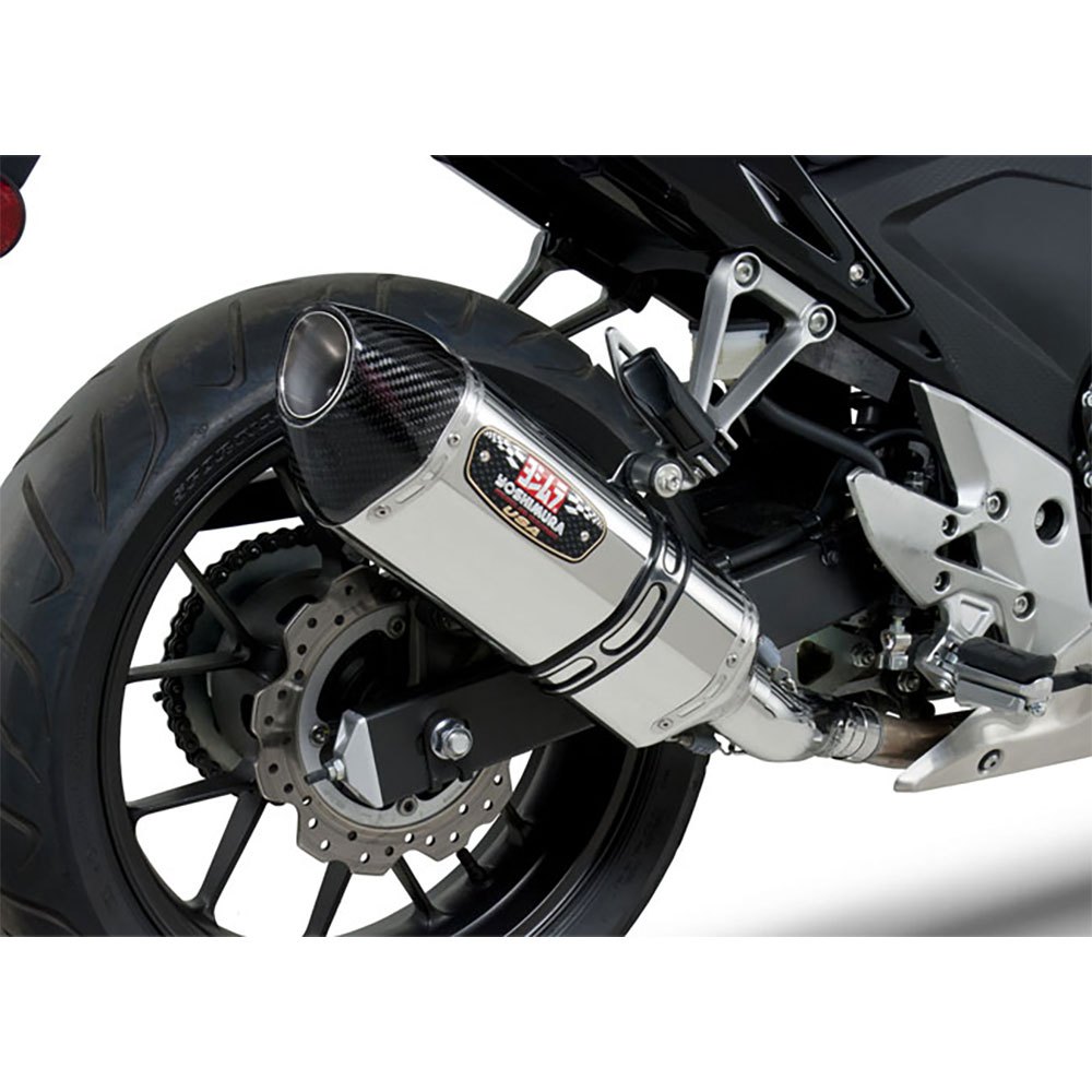 Yoshimura Usa R77 Cb 500 F/r/x/f/cbr 500 R 13-15 Stainless Steel&carbon Not Homologated Trapezoidal Cone Muffler Silver Not Homologated
