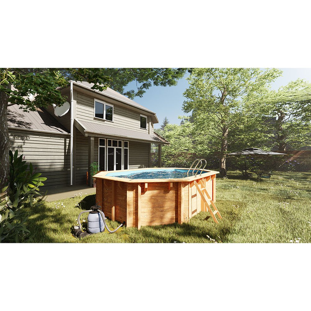 Gre Accessories Canelle 2 Oval Wooden Pool Liner Blå 487 x 286 x 114 cm