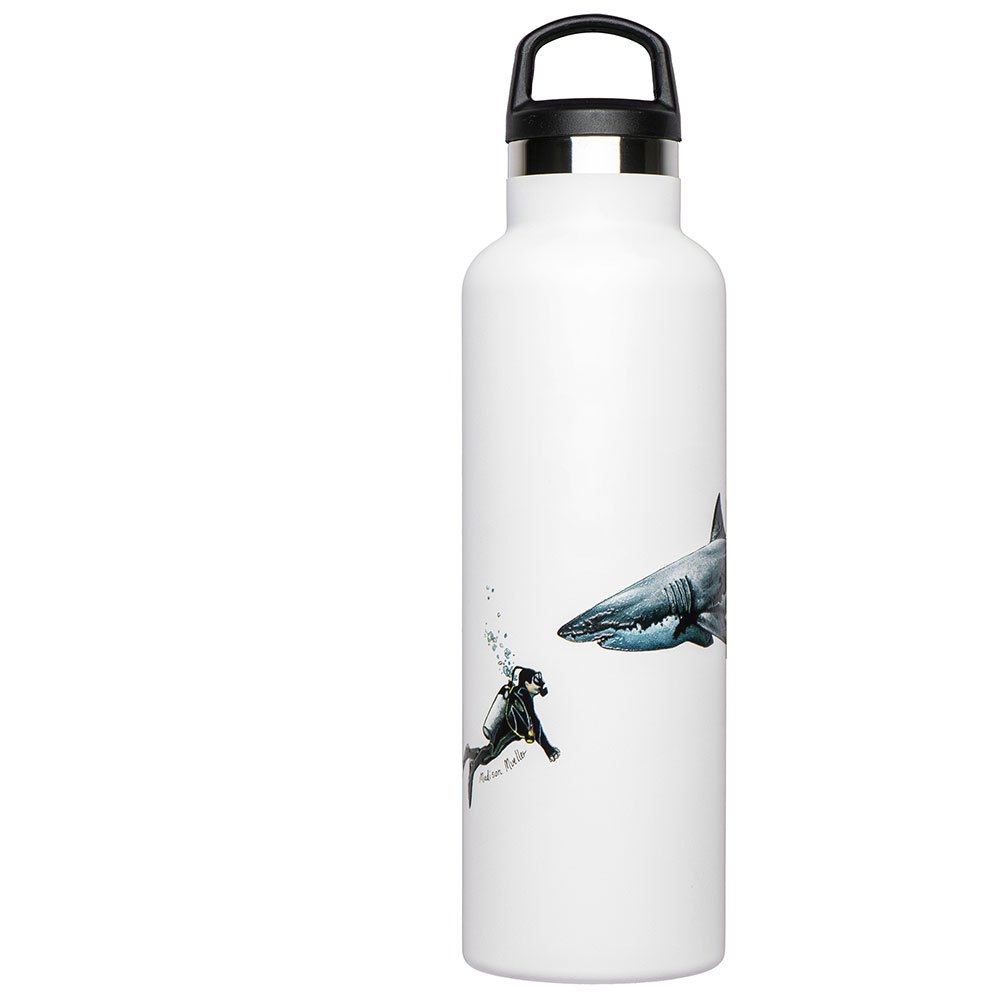 Fish Tank Great White Shark&diver Bottle 600ml Vit