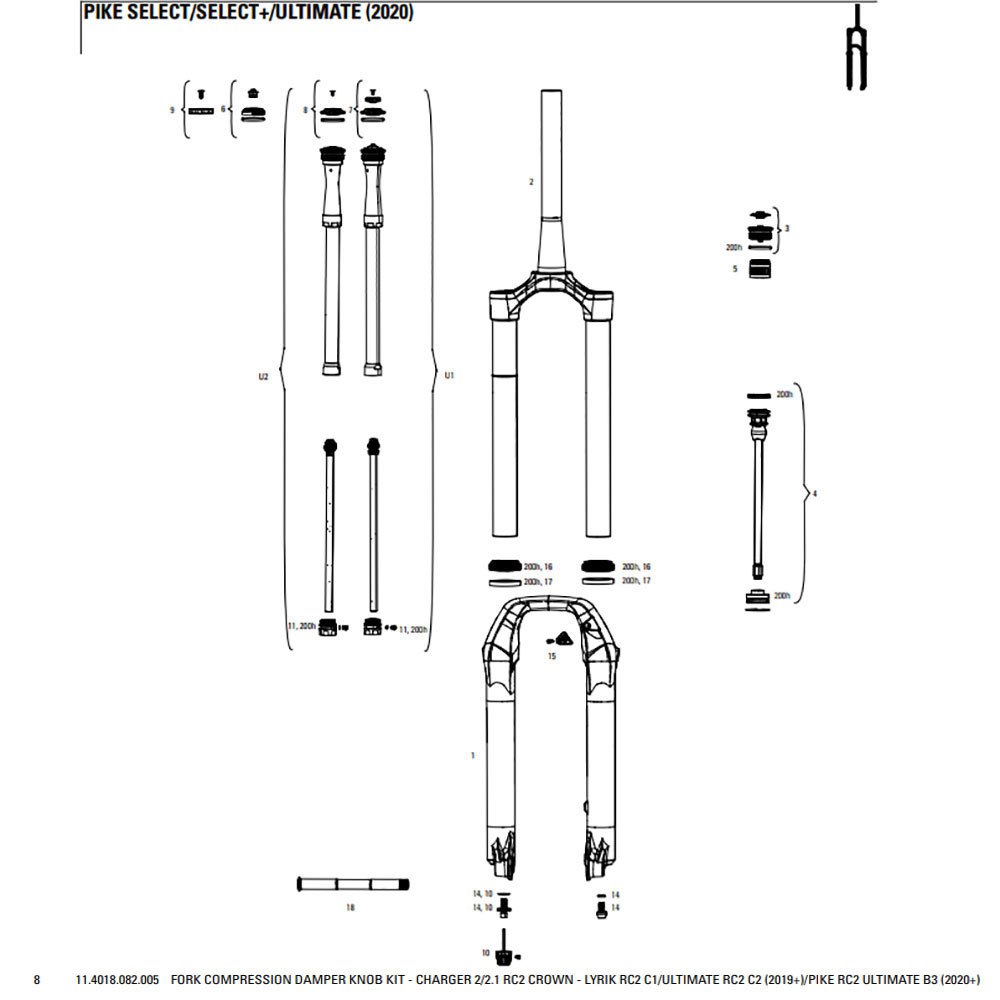 Rockshox Charger Rc2 Crown Fork Compression Damper Knob Kit For Lyrik Rc2/ultimate Rc2/pike Rc2 Ultimate Compressor Svart