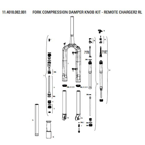 Rockshox Compression Damper Knob Kit Remote Charger2 Rl Rs/1 A1 Plus Compressor Svart