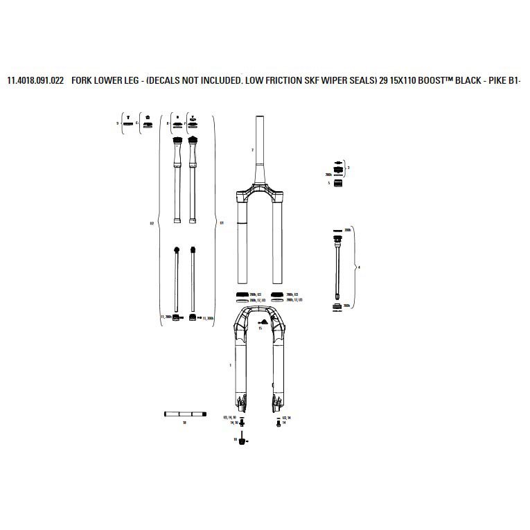 Rockshox Lower Leg Pike B1-b2/select/select Plus B3/revelation Flask Svart 27.5´´