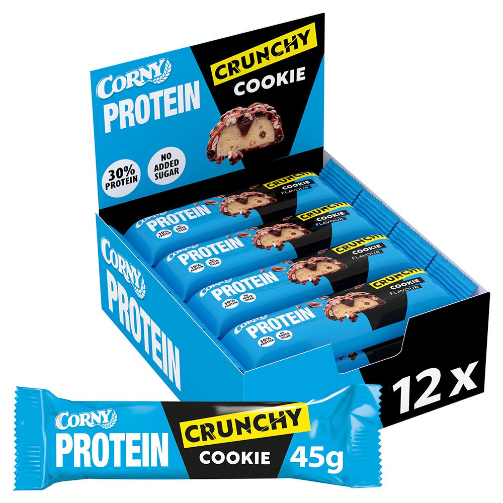 Corny 45g Crunchy Cookie Bar With 30% Protein 12 Units Durchsichtig
