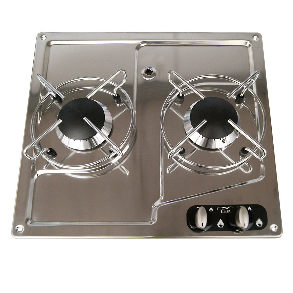 Oem Marine 1750w Recessed Stainless Steel 2 Stove Gas Hob Silver 380 x 360 mm