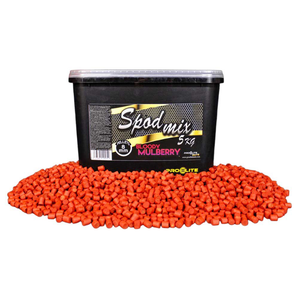 Pro Elite Baits Gold Spod Mix 5kg Bloody Mulberry Pellets Orange 8 mm