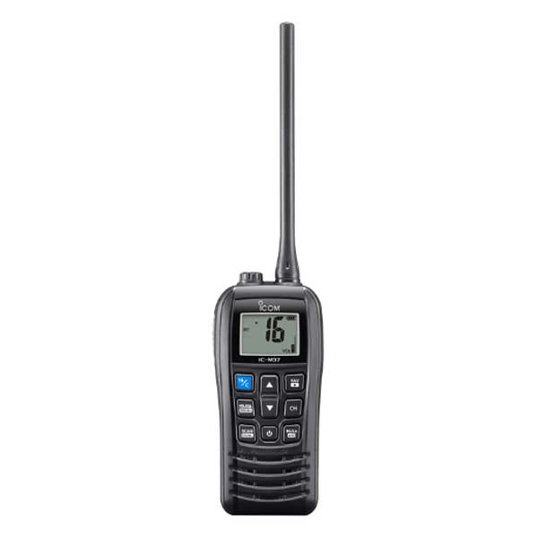 Icom Ipx7 6w Ic-m37e Portable Marine Vhf Radio Station Silver