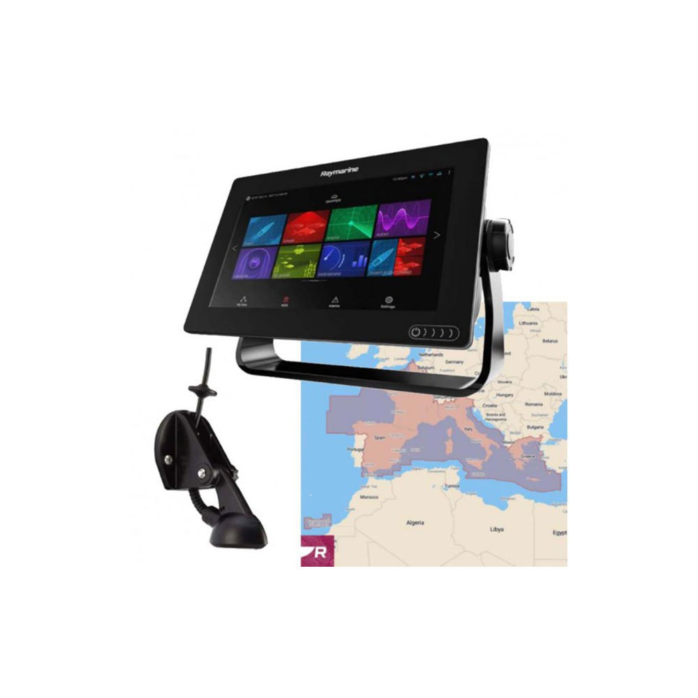 Raymarine Axiom 9rv Promotional Pack Multifunction Display With Transducer And Med Chart Durchsichtig