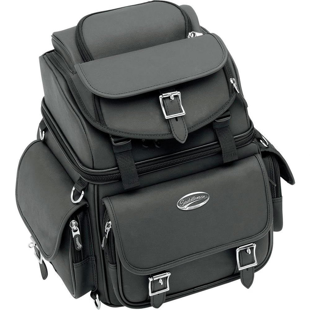 Saddlemen Br1800ex/s Combination Backrest/seat/sissy Bar 29.5l Motorcycle Bag Svart