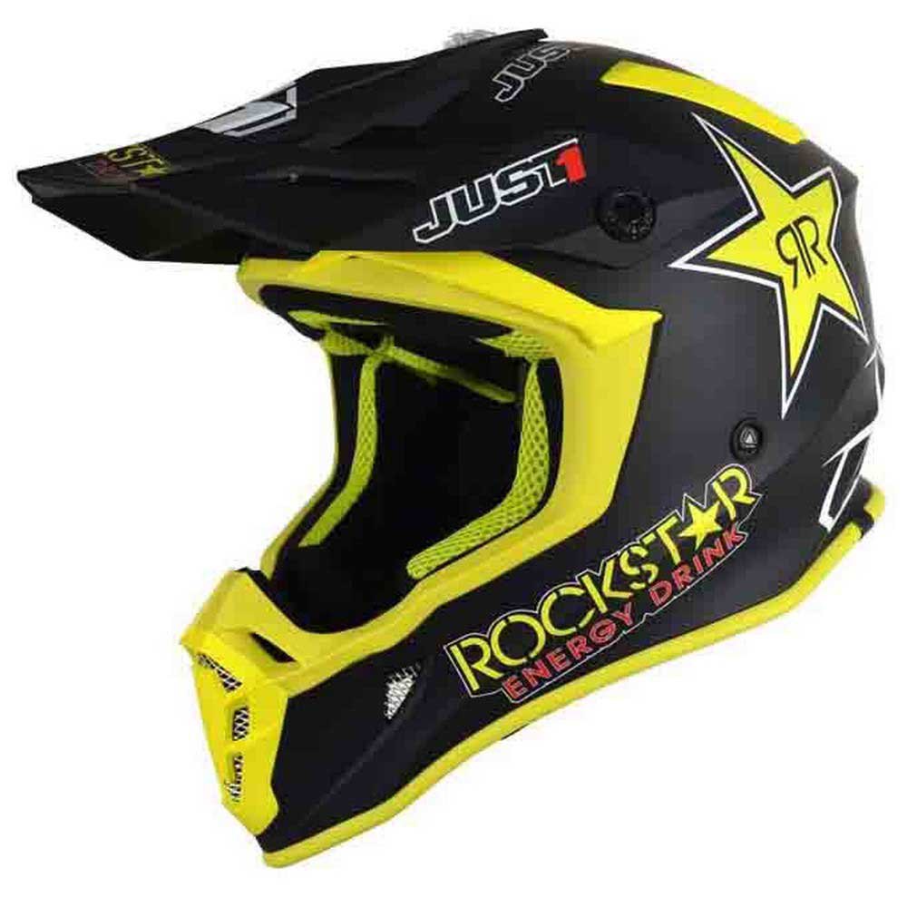 Just1 J38 Rockstar Energy Drink Off-road Helmet Gul,Svart XS