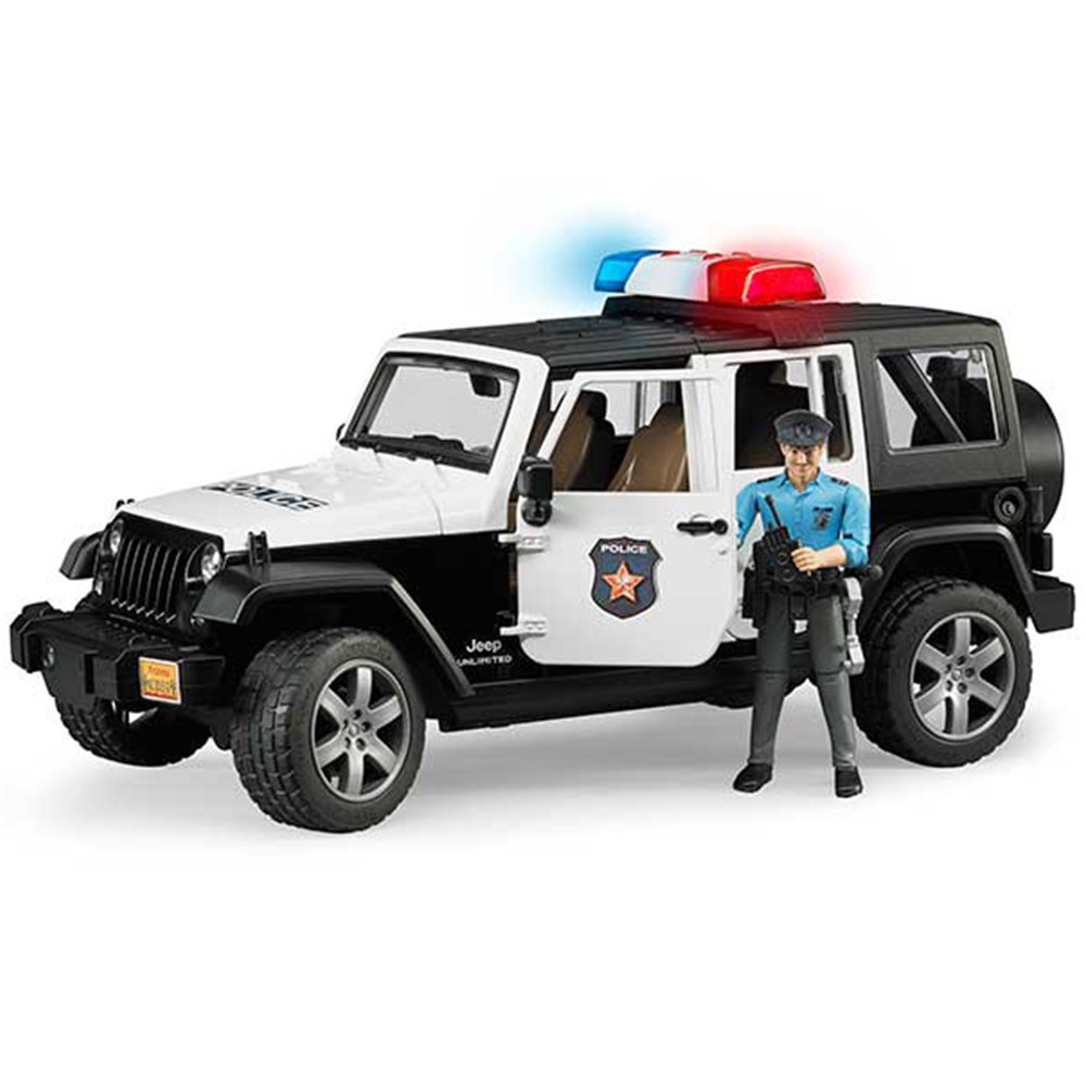 Zdjęcia - Auto dla dzieci Bruder Jeep Wrangler Unlimited With Sirena And Police 02526 Posrebrzany 67 