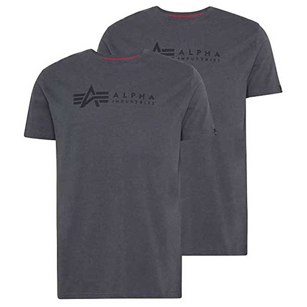 Alpha Industries Label 2 Pack Short Sleeve T-shirt Grå M Mand