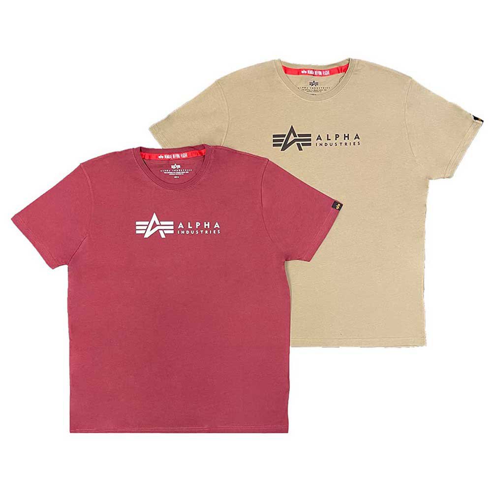 Alpha Industries Label 2 Pack Short Sleeve T-shirt Flerfarvet 2XL Mand