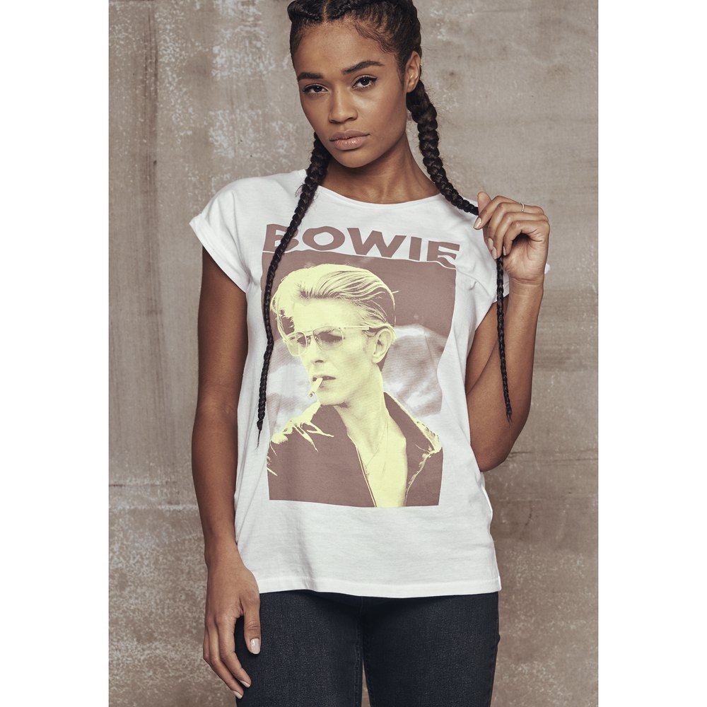 Mister Tee David Bowie Short Sleeve T-shirt Hvid XL Kvinde