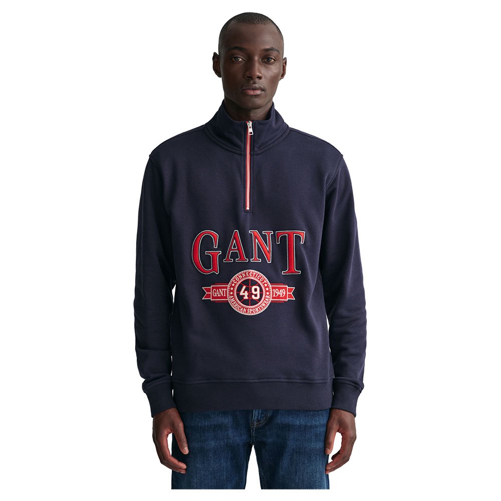Gant Retro Crest Half Zip Sweatshirt Blå M Mand