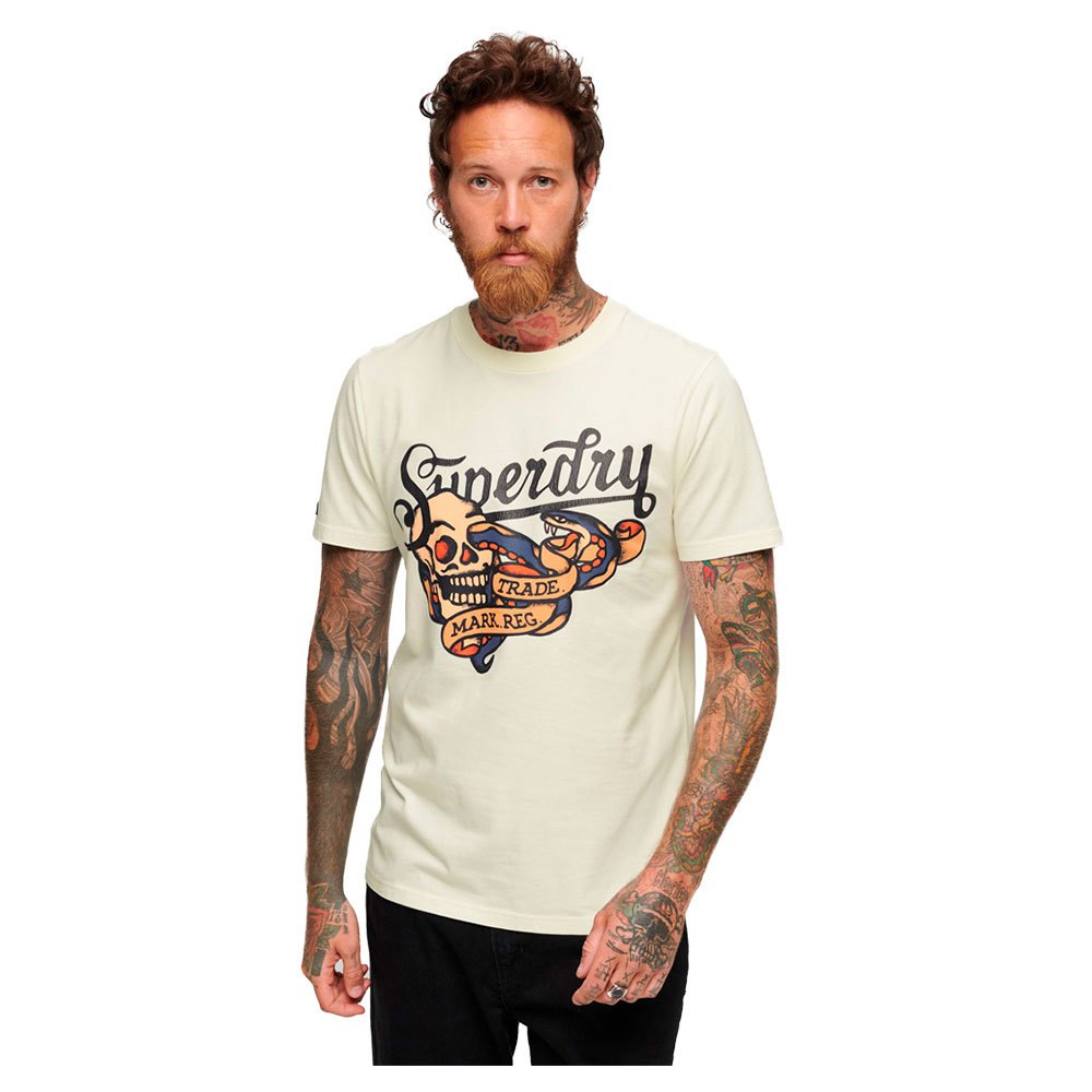 Superdry Tattoo Script Graphic Short Sleeve T-shirt Beige 3XL Mand