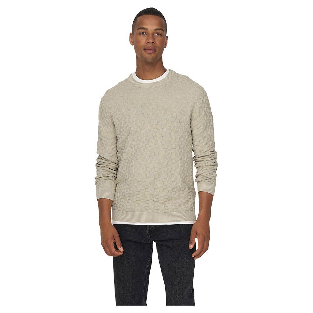 Only & Sons Kalle Crew Neck Sweater Beige 2XL Mand