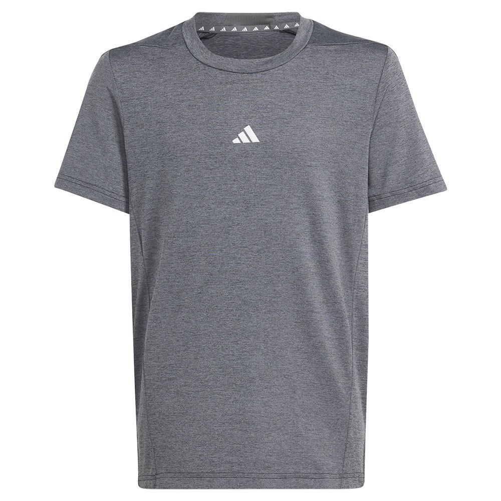Adidas Heather Short Sleeve T-shirt Grå 15-16 Years Dreng