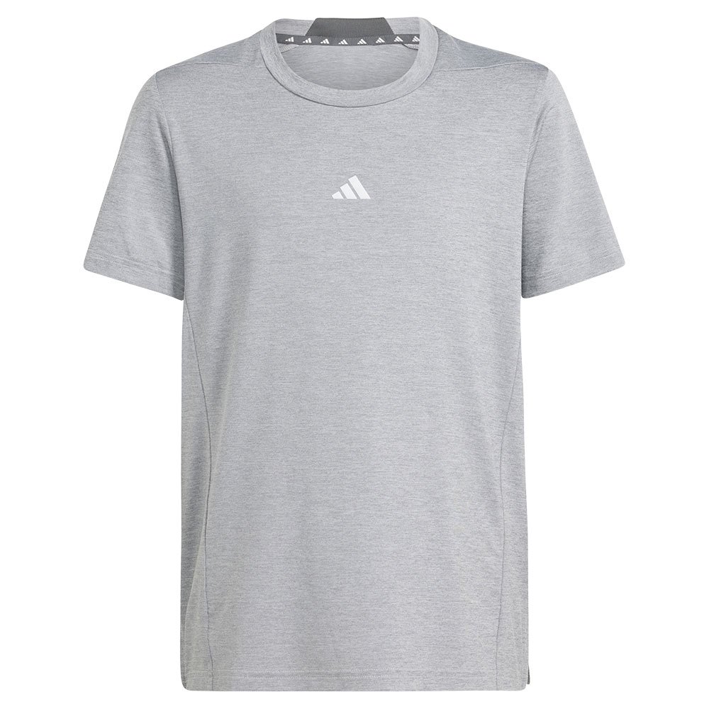 Adidas Heather Short Sleeve T-shirt Grå 15-16 Years Dreng