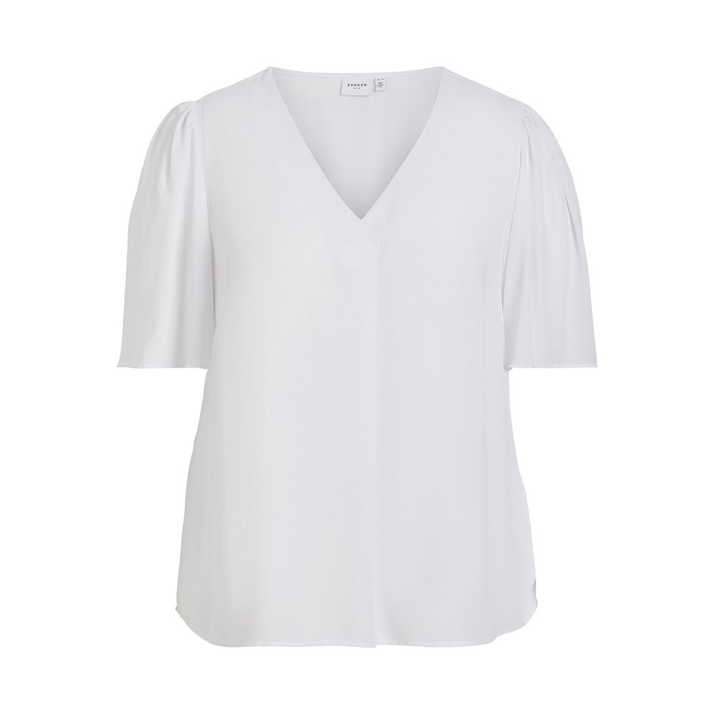 Vila Evoked Lucia 3/4 Sleeve V Neck T-shirt Hvid 44 Kvinde