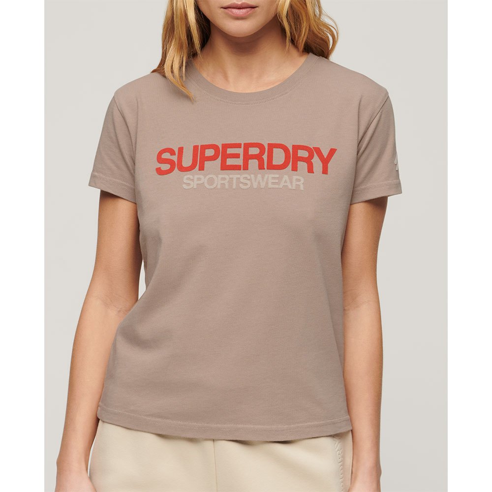 Superdry Sportswear Logo Fitted Short Sleeve T-shirt Beige L Kvinde