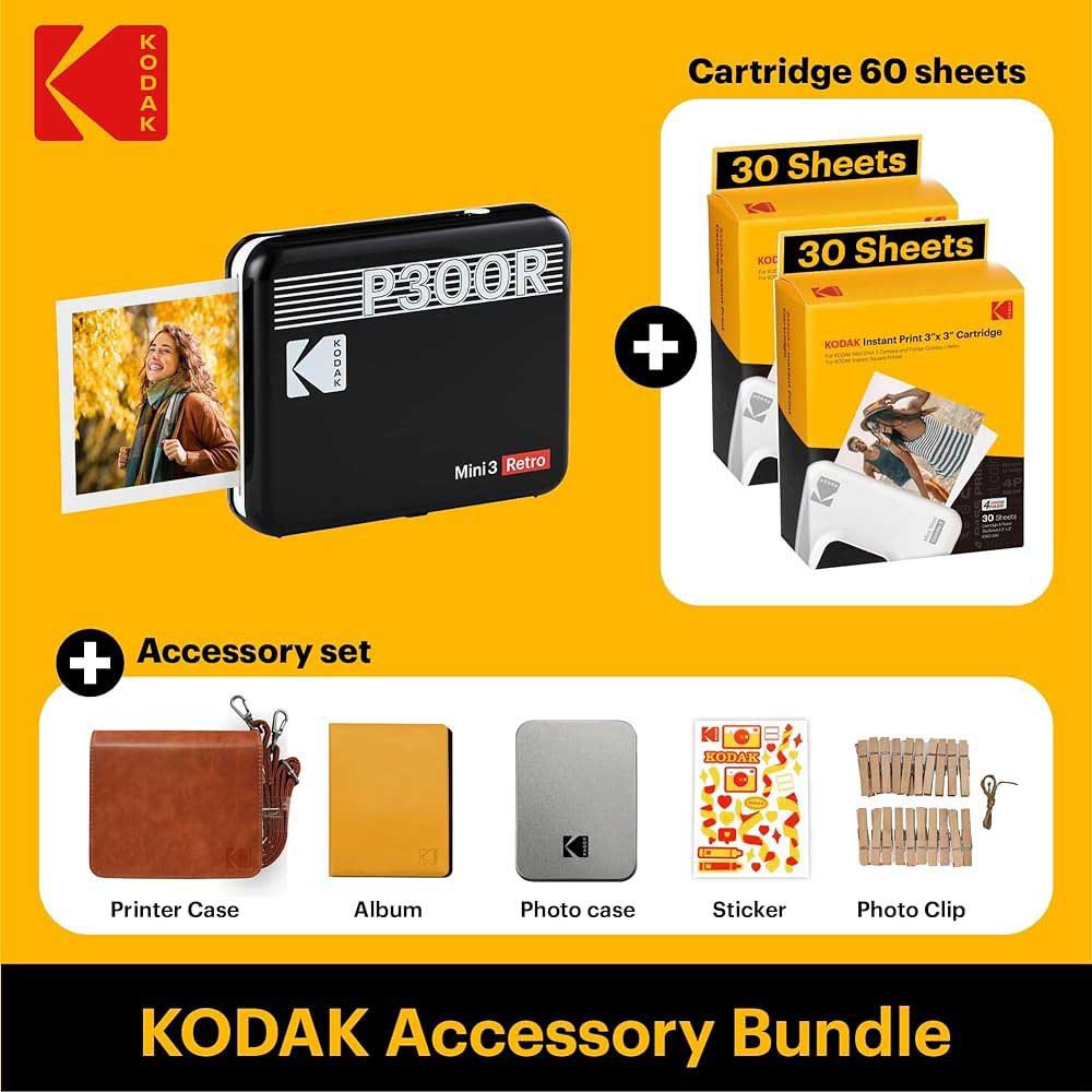 Kodak Mini 3 Era 3x3 + 60 Sheets + Accesory Kit Instant Camera Gul