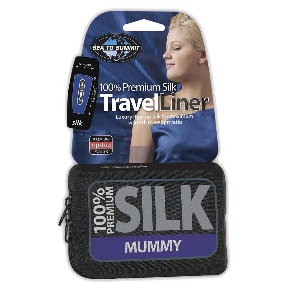 Sea To Summit Premium Silk Traveller Mummy Liner Blå 185 x 92 x 30 cm