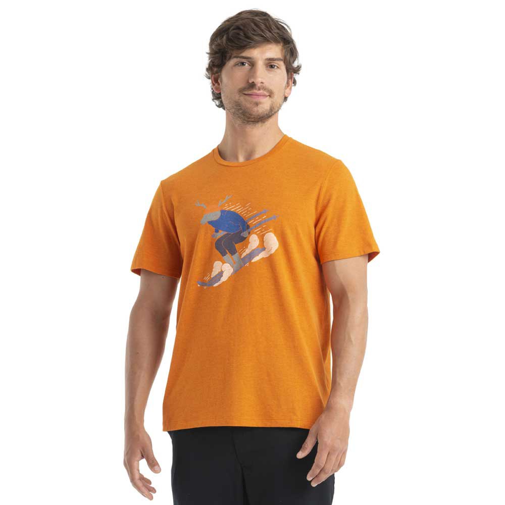Icebreaker Central Classic Ski Rider Merino Short Sleeve T-shirt Orange 2XL Mand