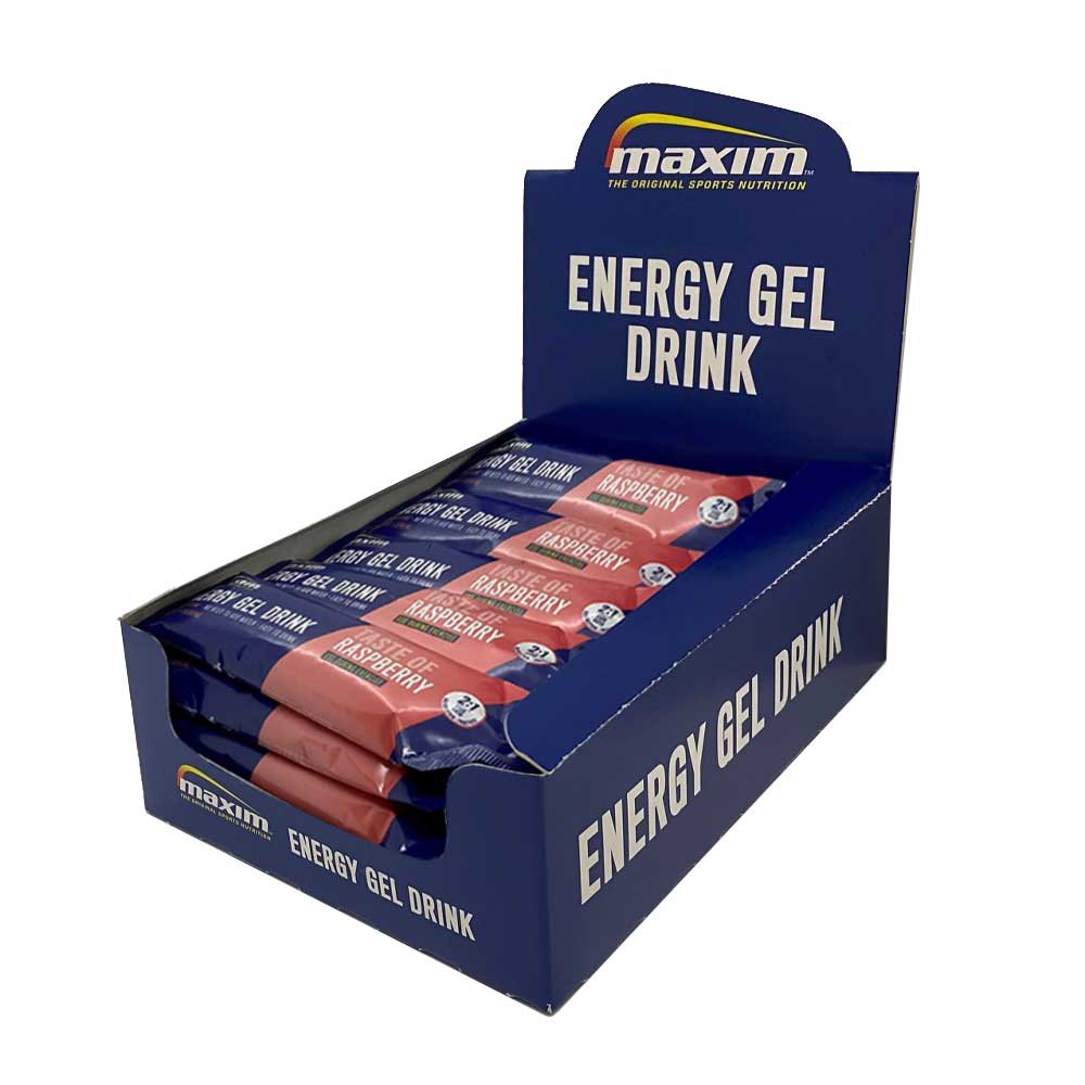Maxim Drink Raspberry + Caffeine Energy Gels Box 25 Units Blå