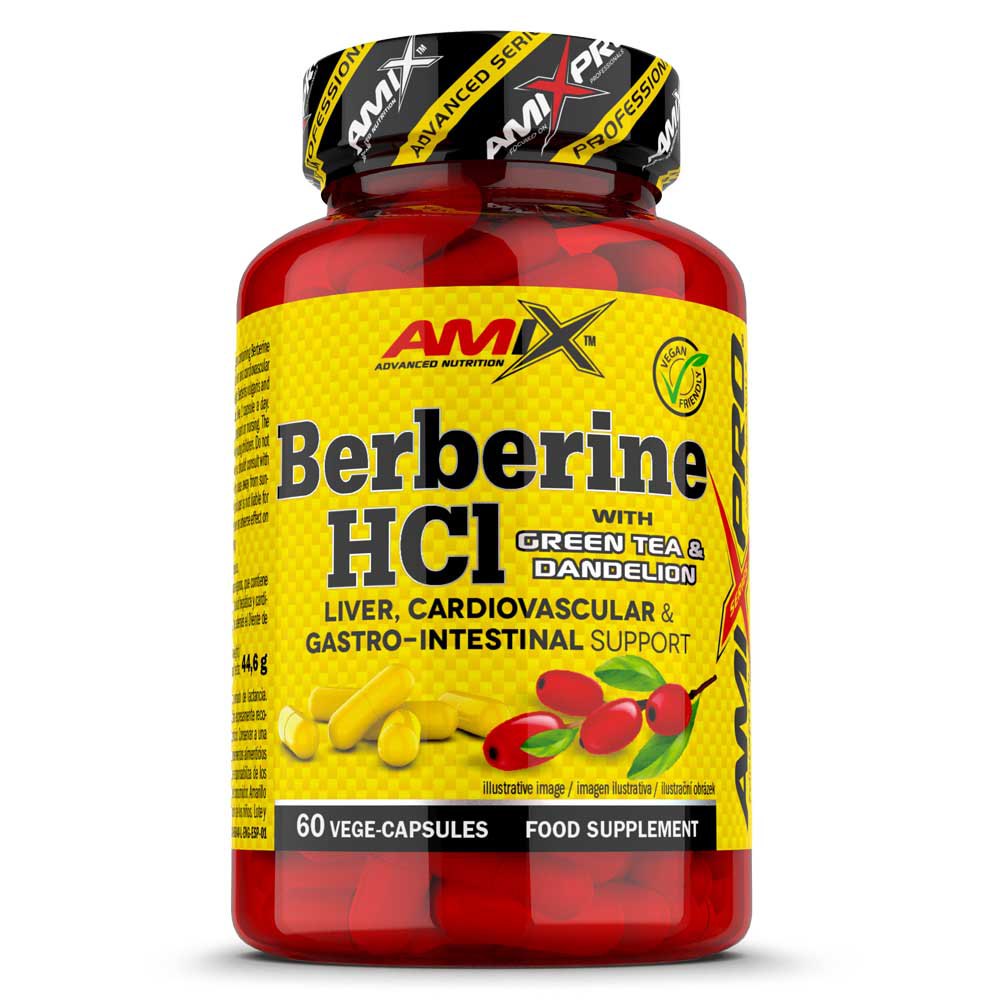 Amix Berberine Hci With Green Tea & Dandelion Non-essential Amino Acids 60 Caps Transparent